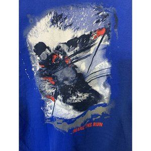 Vintage 90s Make The Run  Skiing‎ T SHIRT Men’s Sz XL Blue